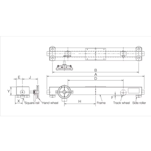 Dimension KITO Geared Type Manual Overhead End Carriage