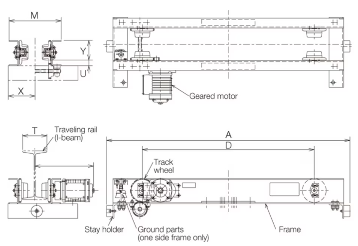 Dimension KITO Urethane Wheel Motorized Low-head End Carriage